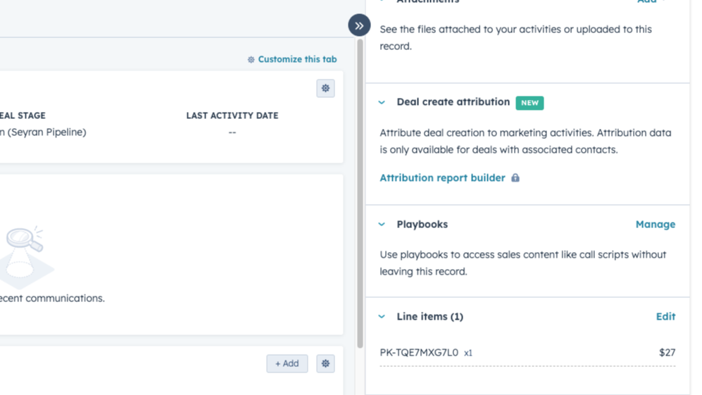 Create HubSpot Line items associated with Deal